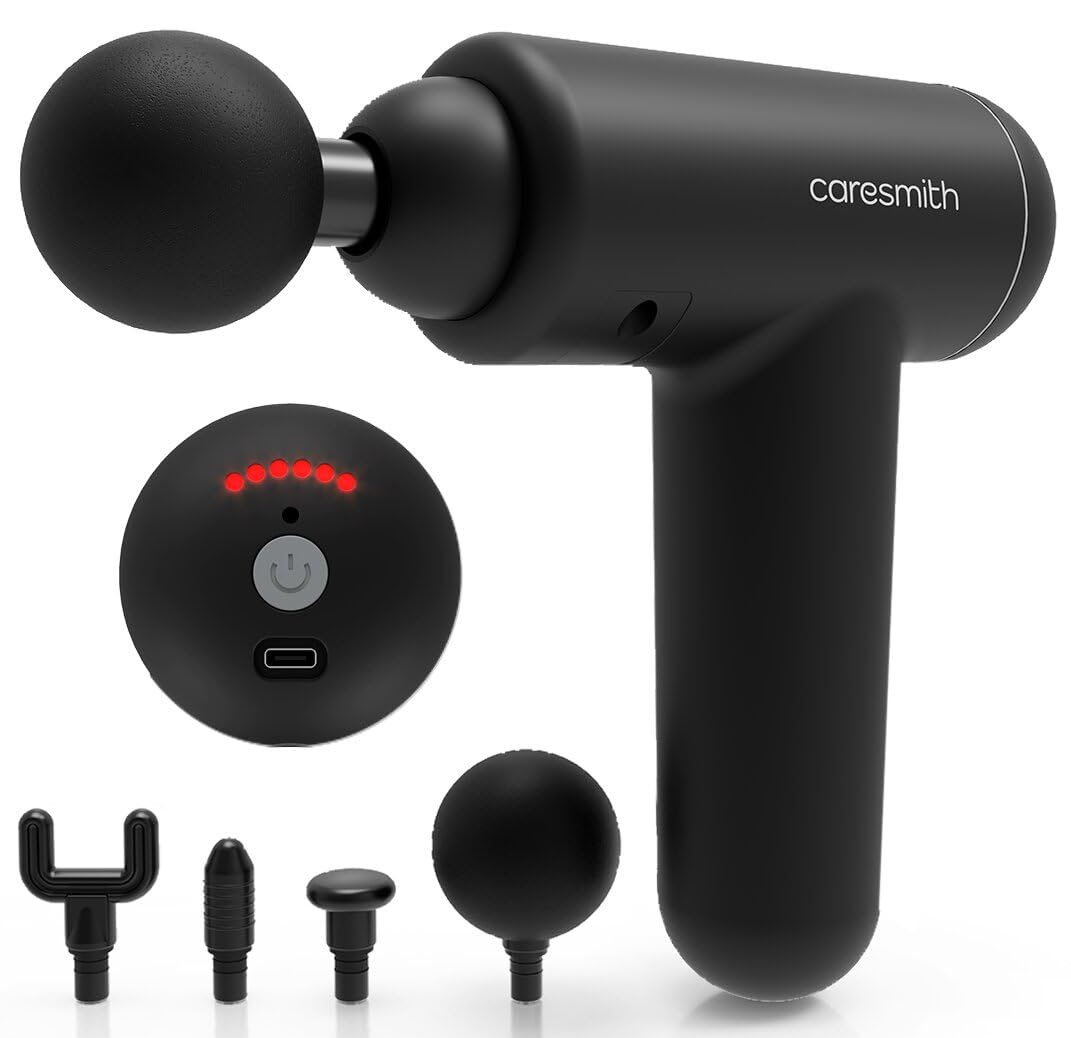 CARESMITH Charge Go Massage Gun | Massager Machine for Pain Relief | Massage Gun for Back Leg & Full Body | 4 Specialized Heads For Full Body Pain Relief