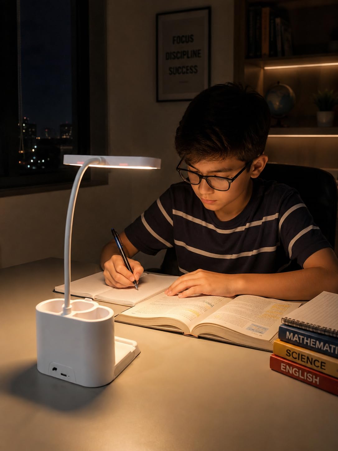SaleOn Rechargeable Stable Desk Lamp with USB Cable | 3 Color Modes | 6 Month Warranty | Mobile Holder | Eye Protection | Study & Reading Table Lamp | Touch Control | Non-Flickering