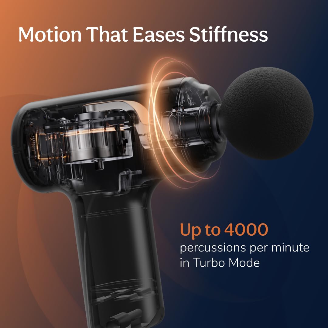 CARESMITH Charge Go Massage Gun | Massager Machine for Pain Relief | Massage Gun for Back Leg & Full Body | 4 Specialized Heads For Full Body Pain Relief