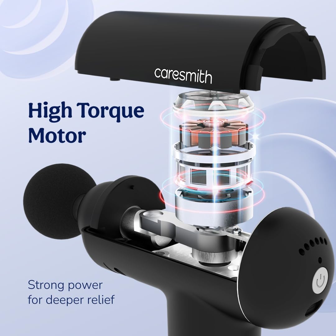 CARESMITH Charge Go Massage Gun | Massager Machine for Pain Relief | Massage Gun for Back Leg & Full Body | 4 Specialized Heads For Full Body Pain Relief