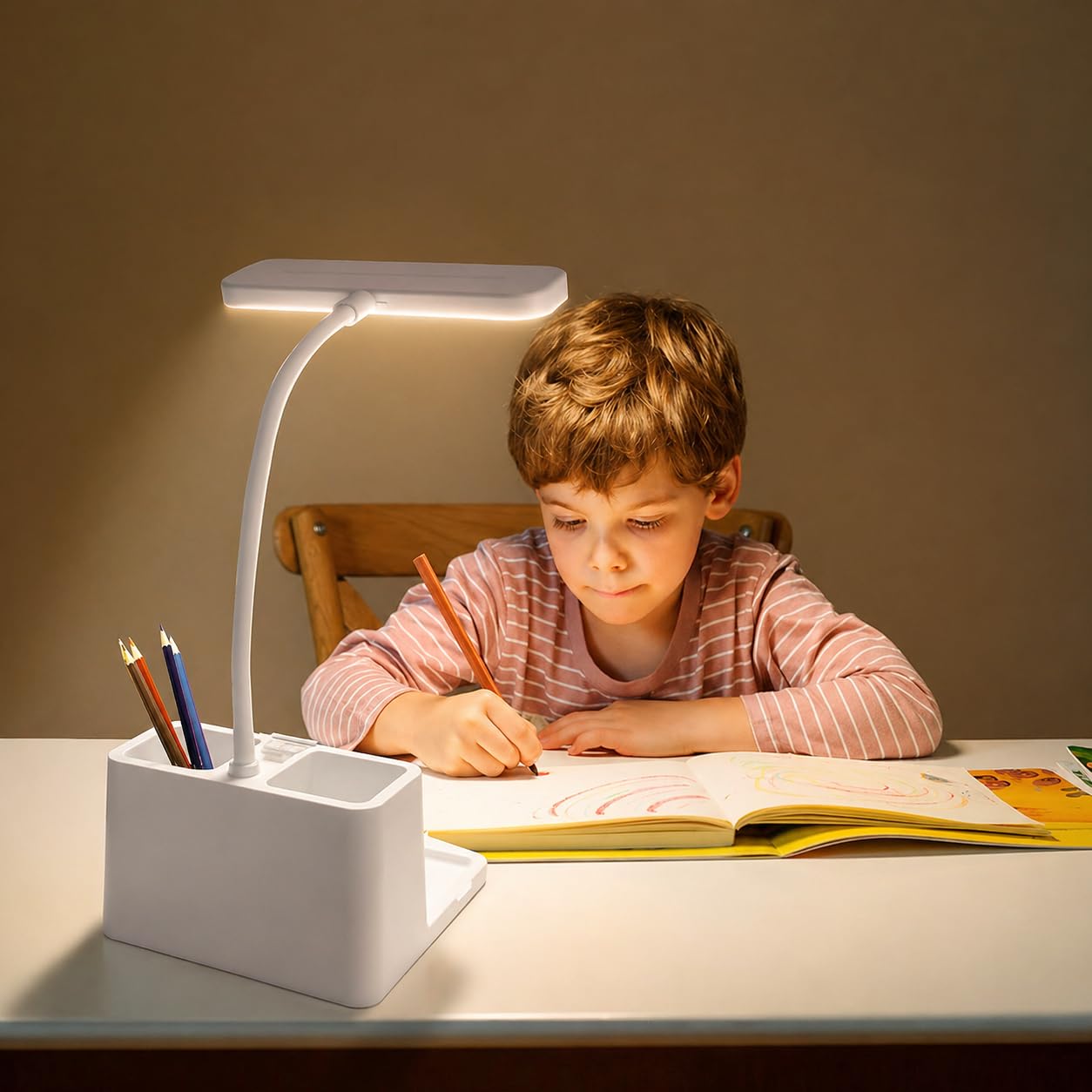 SaleOn Rechargeable Stable Desk Lamp with USB Cable | 3 Color Modes | 6 Month Warranty | Mobile Holder | Eye Protection | Study & Reading Table Lamp | Touch Control | Non-Flickering