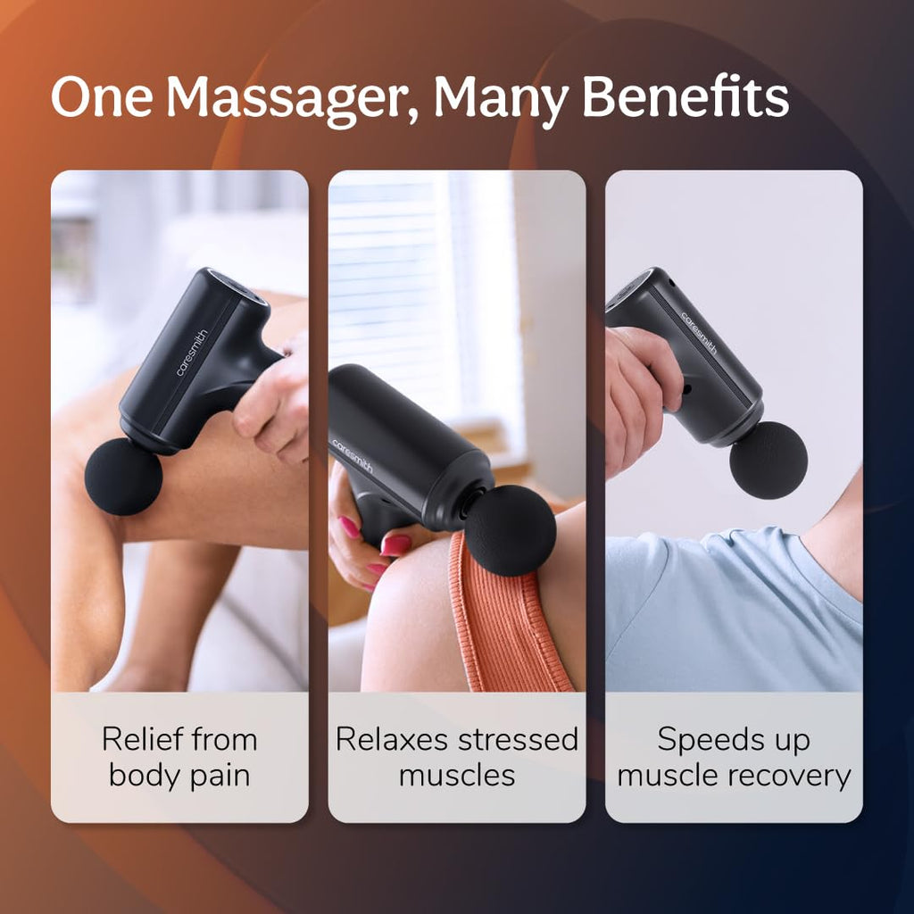 CARESMITH Charge Go Massage Gun | Massager Machine for Pain Relief | Massage Gun for Back Leg & Full Body | 4 Specialized Heads For Full Body Pain Relief