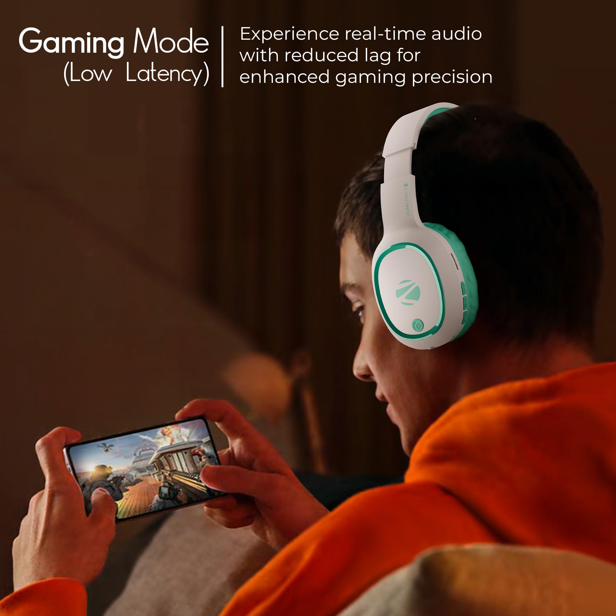 Zebronics Thunder (2026 Upgrade) Wireless Headphones, BT v6.0, True 60 hrs Playback, 40mm Drivers, ENC, Gaming Mode, Dual Pairing, AUX & microSD, Rapid Charging, Call Function (Black)