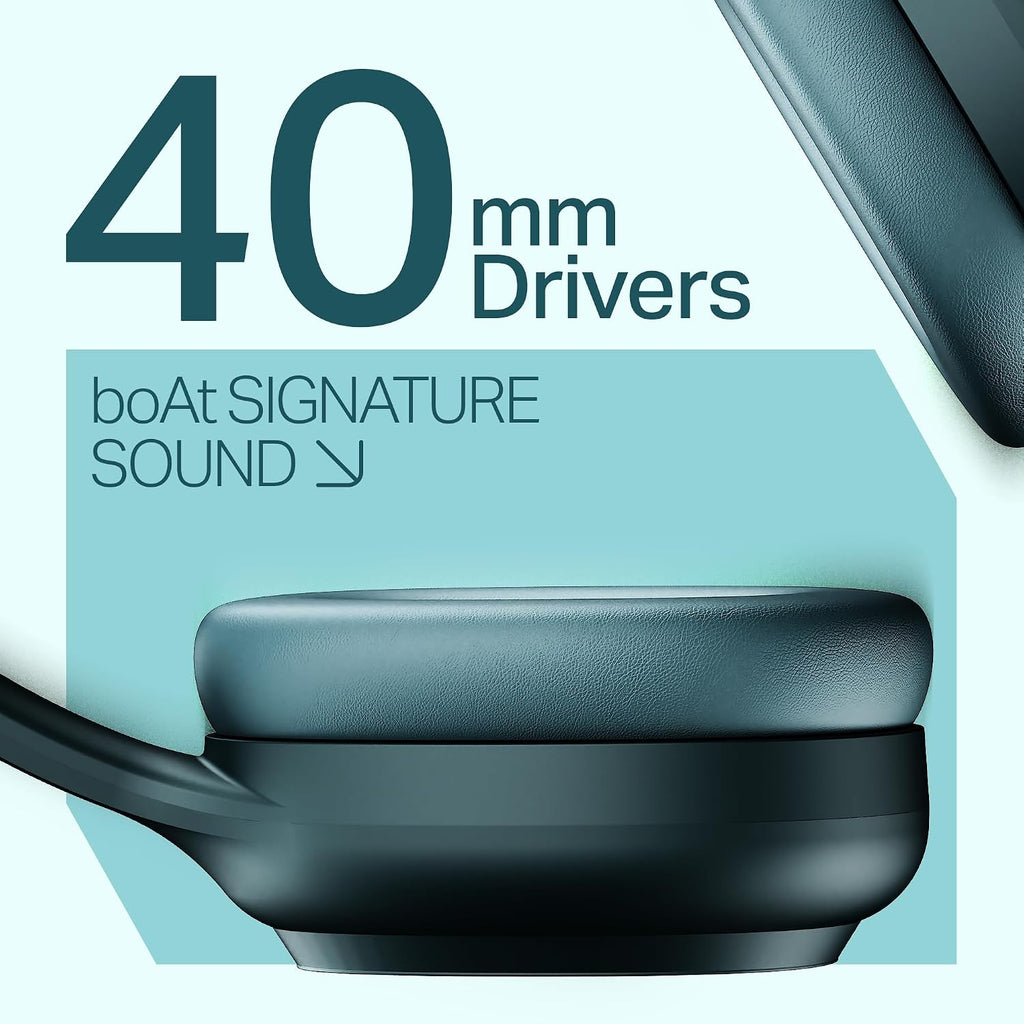 boAt Rockerz 421, 60H Battery, Low Latency(40Ms), 40Mm Drivers, ENx Tech, Stream Ad Free Music via App Support, Bluetooth Headphones, Wireless Over Ear Headphone with Mic (Black Sabre)