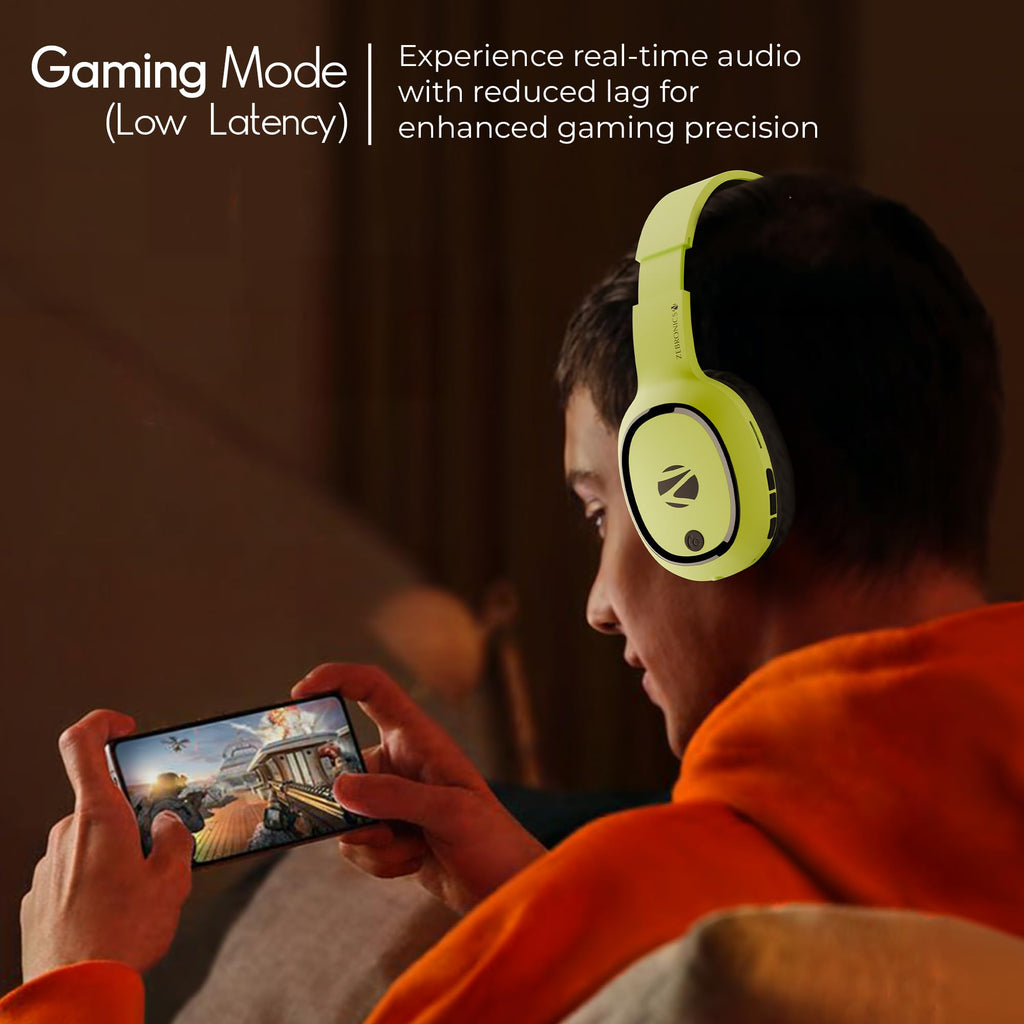 Zebronics Thunder (2026 Upgrade) Wireless Headphones, BT v6.0, True 60 hrs Playback, 40mm Drivers, ENC, Gaming Mode, Dual Pairing, AUX & microSD, Rapid Charging, Call Function (Black)