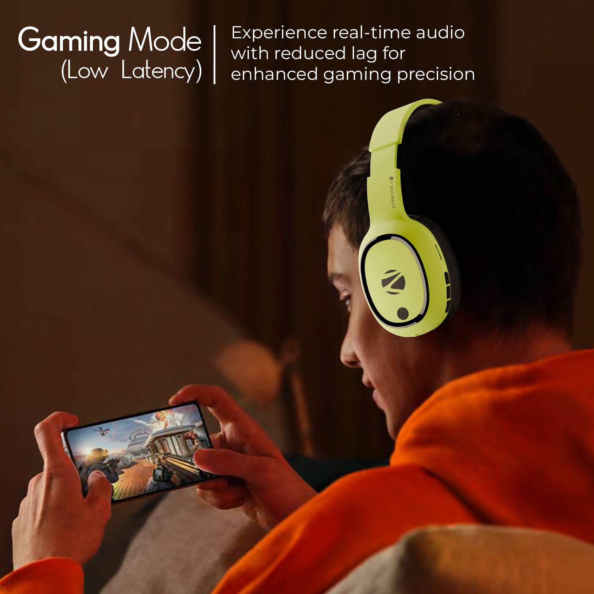 Zebronics Thunder (2026 Upgrade) Wireless Headphones, BT v6.0, True 60 hrs Playback, 40mm Drivers, ENC, Gaming Mode, Dual Pairing, AUX & microSD, Rapid Charging, Call Function (Black)