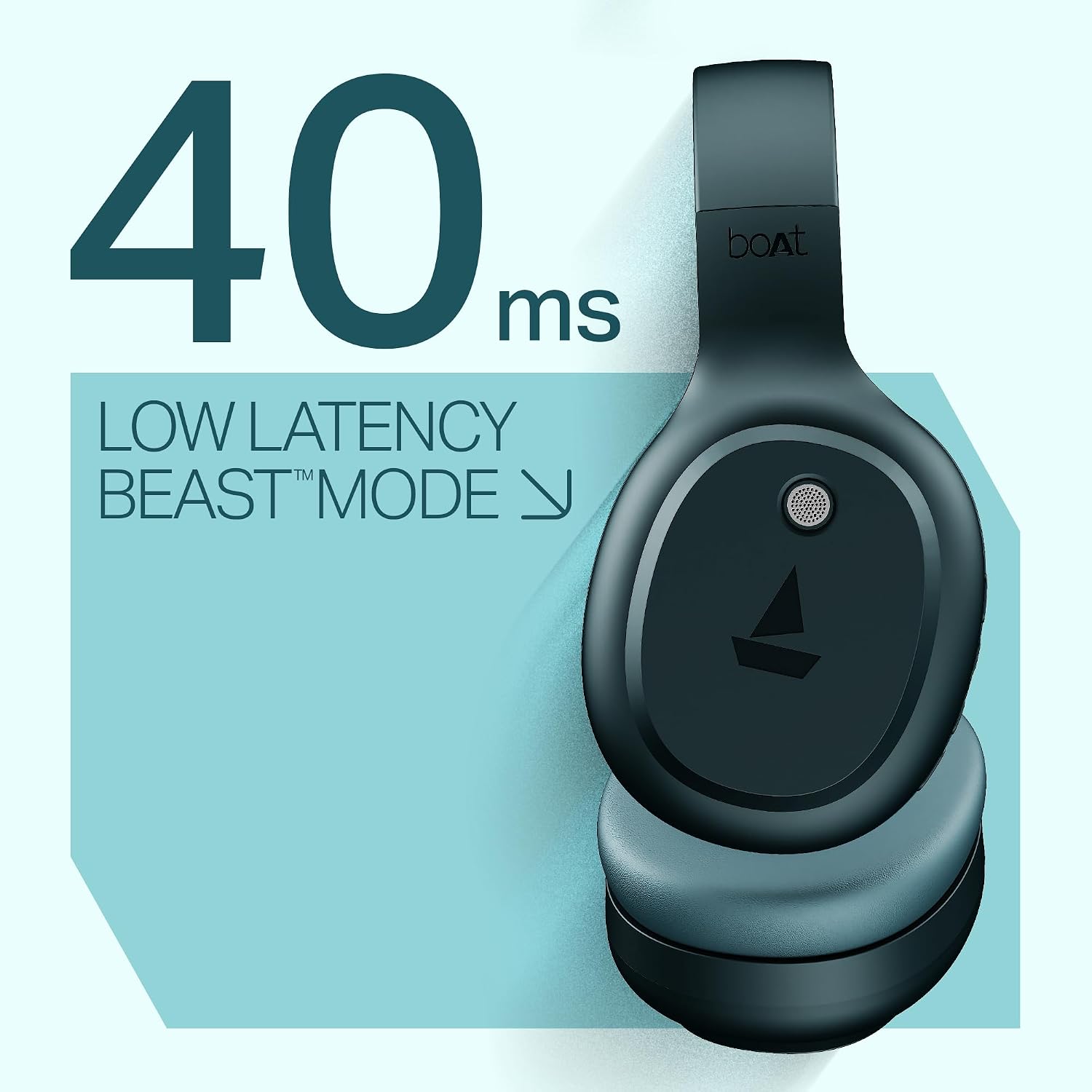 boAt Rockerz 421, 60H Battery, Low Latency(40Ms), 40Mm Drivers, ENx Tech, Stream Ad Free Music via App Support, Bluetooth Headphones, Wireless Over Ear Headphone with Mic (Black Sabre)