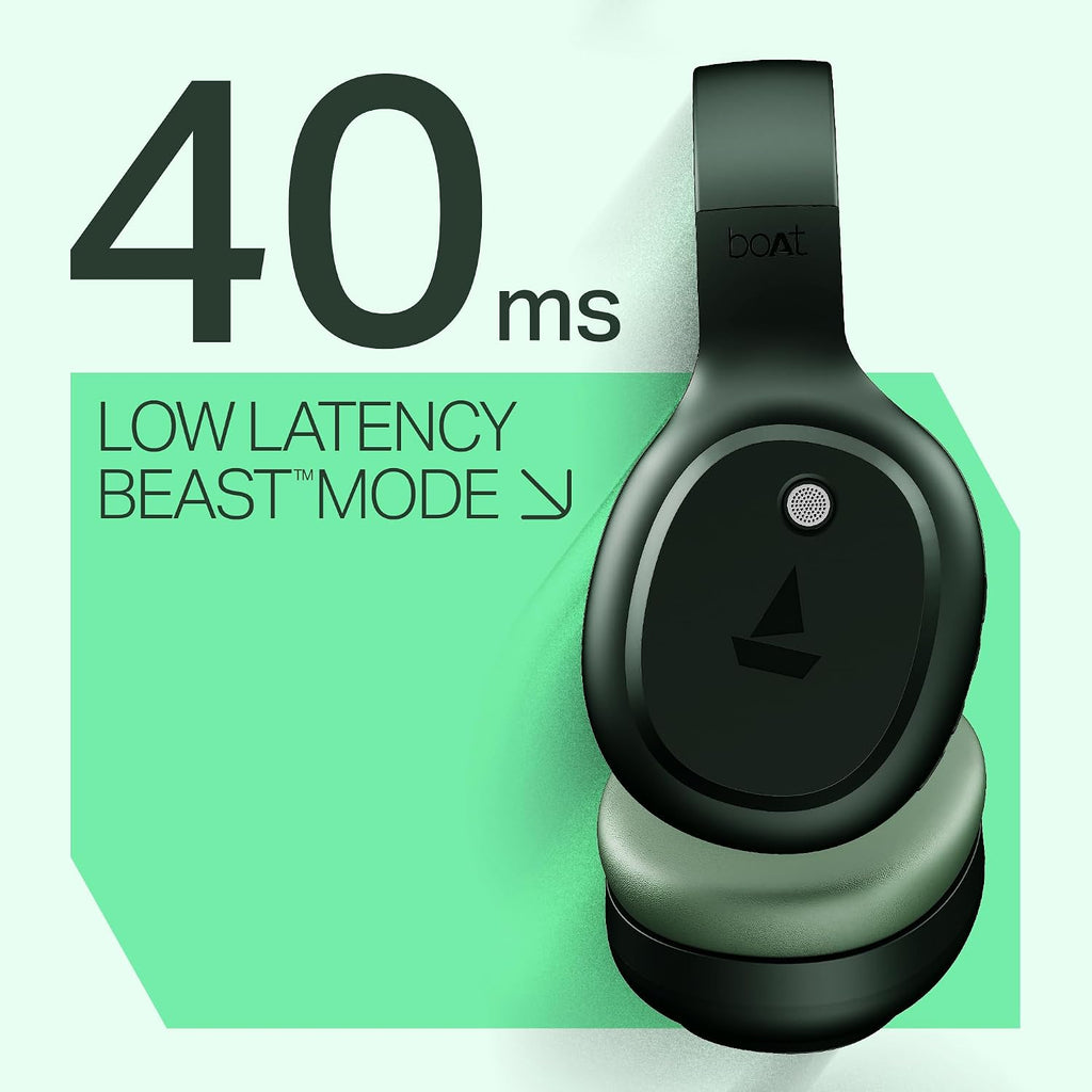 boAt Rockerz 421, 60H Battery, Low Latency(40Ms), 40Mm Drivers, ENx Tech, Stream Ad Free Music via App Support, Bluetooth Headphones, Wireless Over Ear Headphone with Mic (Black Sabre)