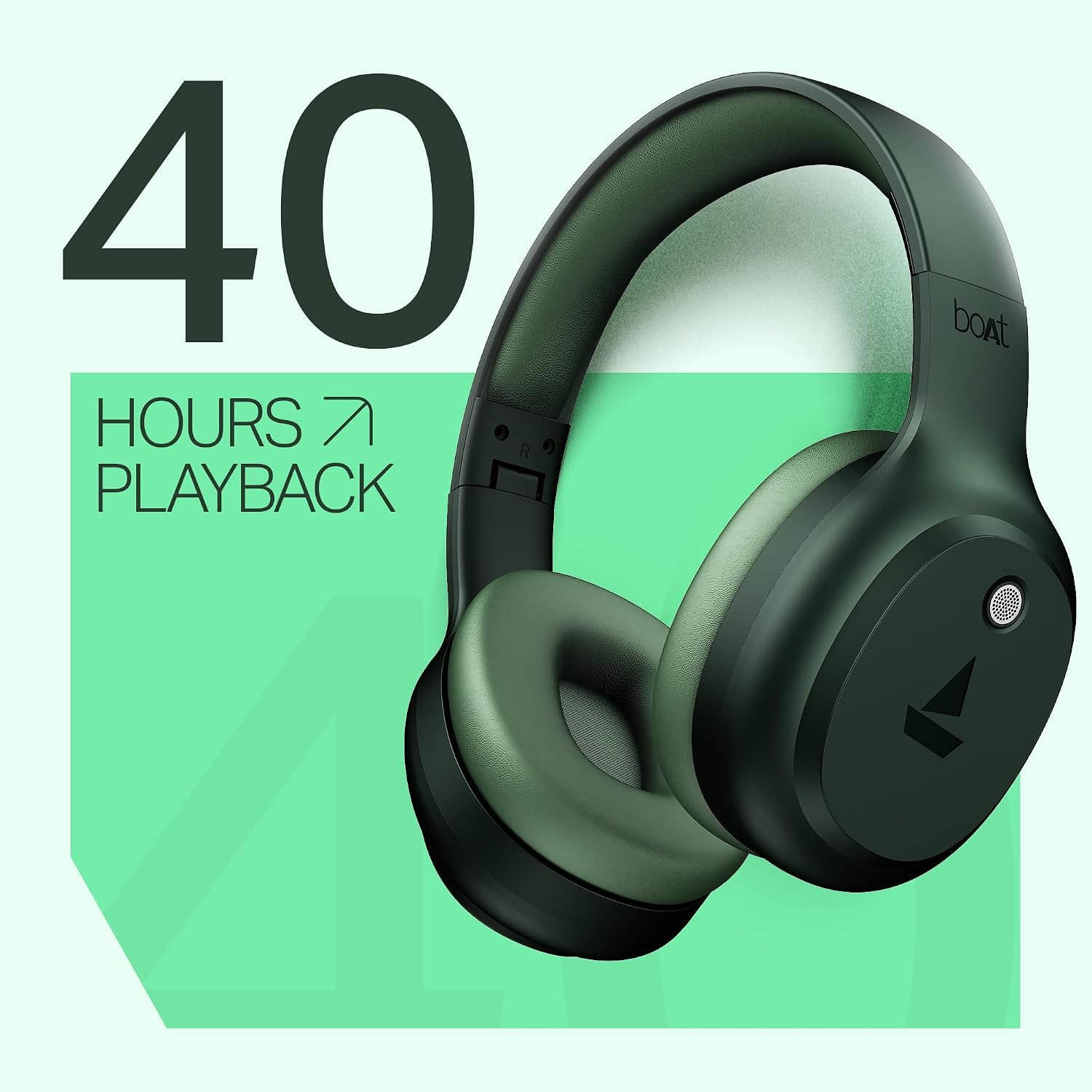 boAt Rockerz 421, 60H Battery, Low Latency(40Ms), 40Mm Drivers, ENx Tech, Stream Ad Free Music via App Support, Bluetooth Headphones, Wireless Over Ear Headphone with Mic (Black Sabre)