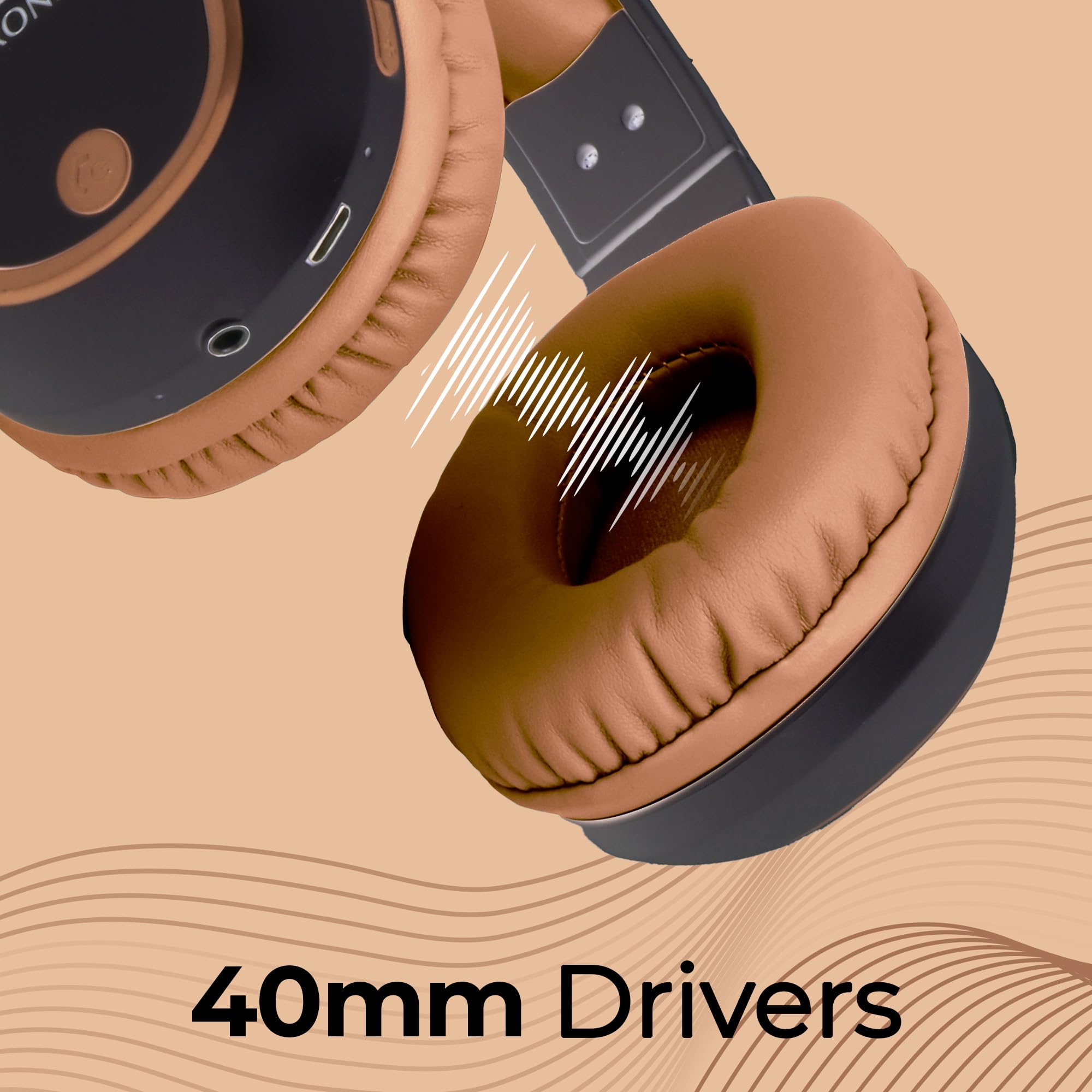 Zebronics Thunder (2026 Upgrade) Wireless Headphones, BT v6.0, True 60 hrs Playback, 40mm Drivers, ENC, Gaming Mode, Dual Pairing, AUX & microSD, Rapid Charging, Call Function (Black)