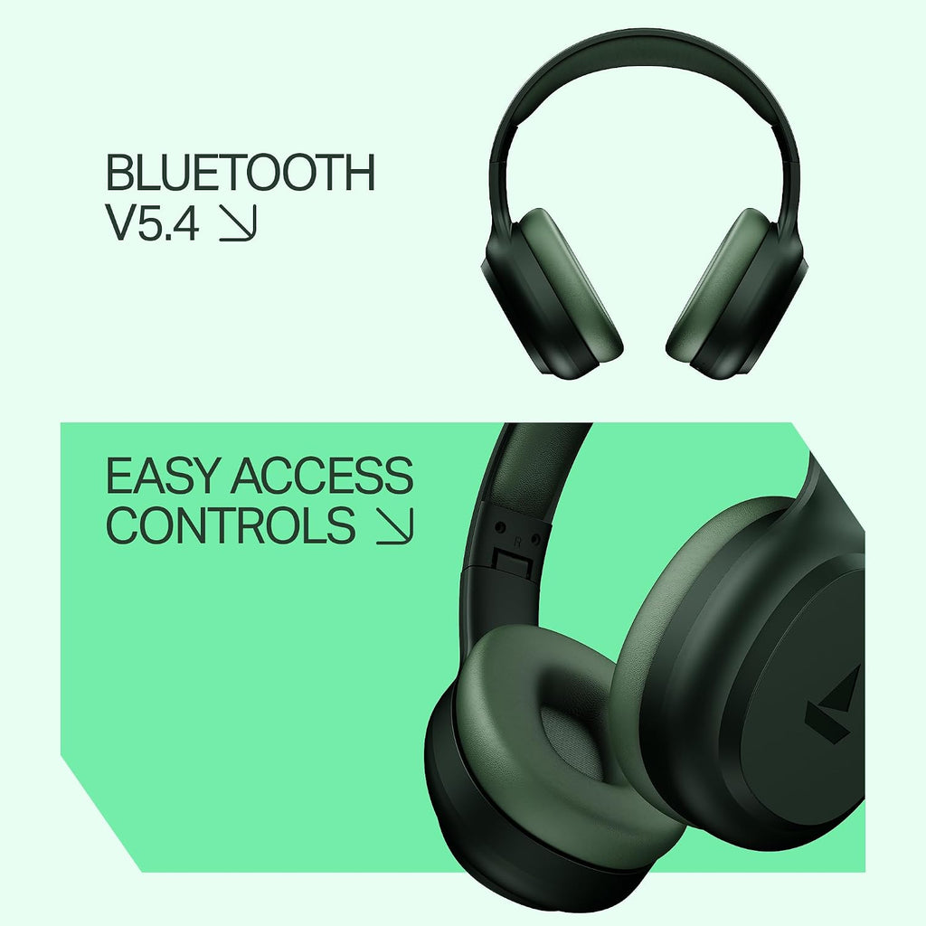 boAt Rockerz 421, 60H Battery, Low Latency(40Ms), 40Mm Drivers, ENx Tech, Stream Ad Free Music via App Support, Bluetooth Headphones, Wireless Over Ear Headphone with Mic (Black Sabre)