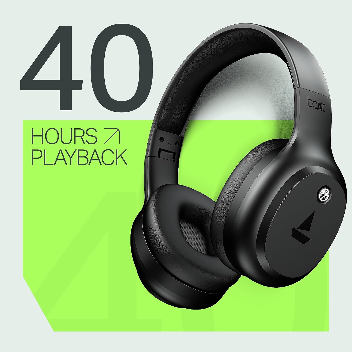 boAt Rockerz 421, 60H Battery, Low Latency(40Ms), 40Mm Drivers, ENx Tech, Stream Ad Free Music via App Support, Bluetooth Headphones, Wireless Over Ear Headphone with Mic (Black Sabre)