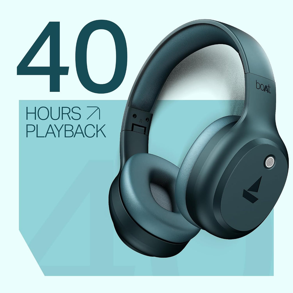 boAt Rockerz 421, 60H Battery, Low Latency(40Ms), 40Mm Drivers, ENx Tech, Stream Ad Free Music via App Support, Bluetooth Headphones, Wireless Over Ear Headphone with Mic (Black Sabre)