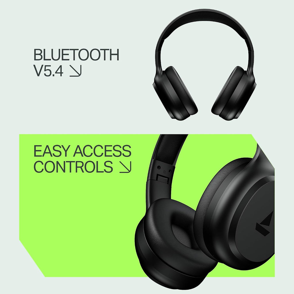 boAt Rockerz 421, 60H Battery, Low Latency(40Ms), 40Mm Drivers, ENx Tech, Stream Ad Free Music via App Support, Bluetooth Headphones, Wireless Over Ear Headphone with Mic (Black Sabre)
