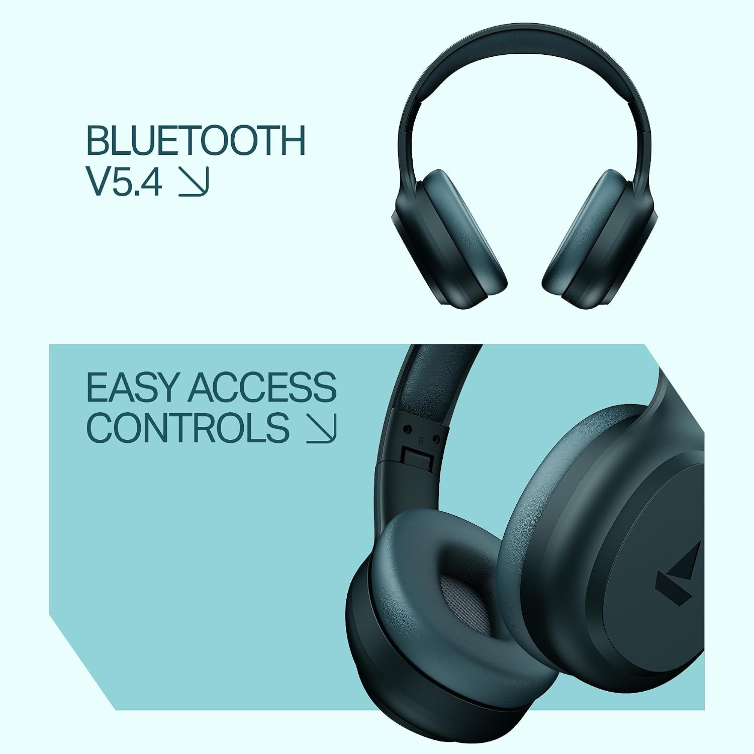 boAt Rockerz 421, 60H Battery, Low Latency(40Ms), 40Mm Drivers, ENx Tech, Stream Ad Free Music via App Support, Bluetooth Headphones, Wireless Over Ear Headphone with Mic (Black Sabre)