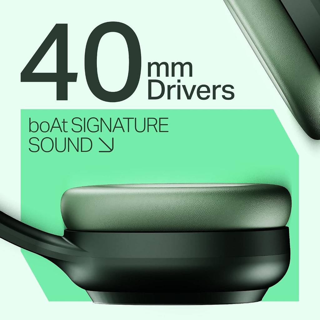 boAt Rockerz 421, 60H Battery, Low Latency(40Ms), 40Mm Drivers, ENx Tech, Stream Ad Free Music via App Support, Bluetooth Headphones, Wireless Over Ear Headphone with Mic (Black Sabre)