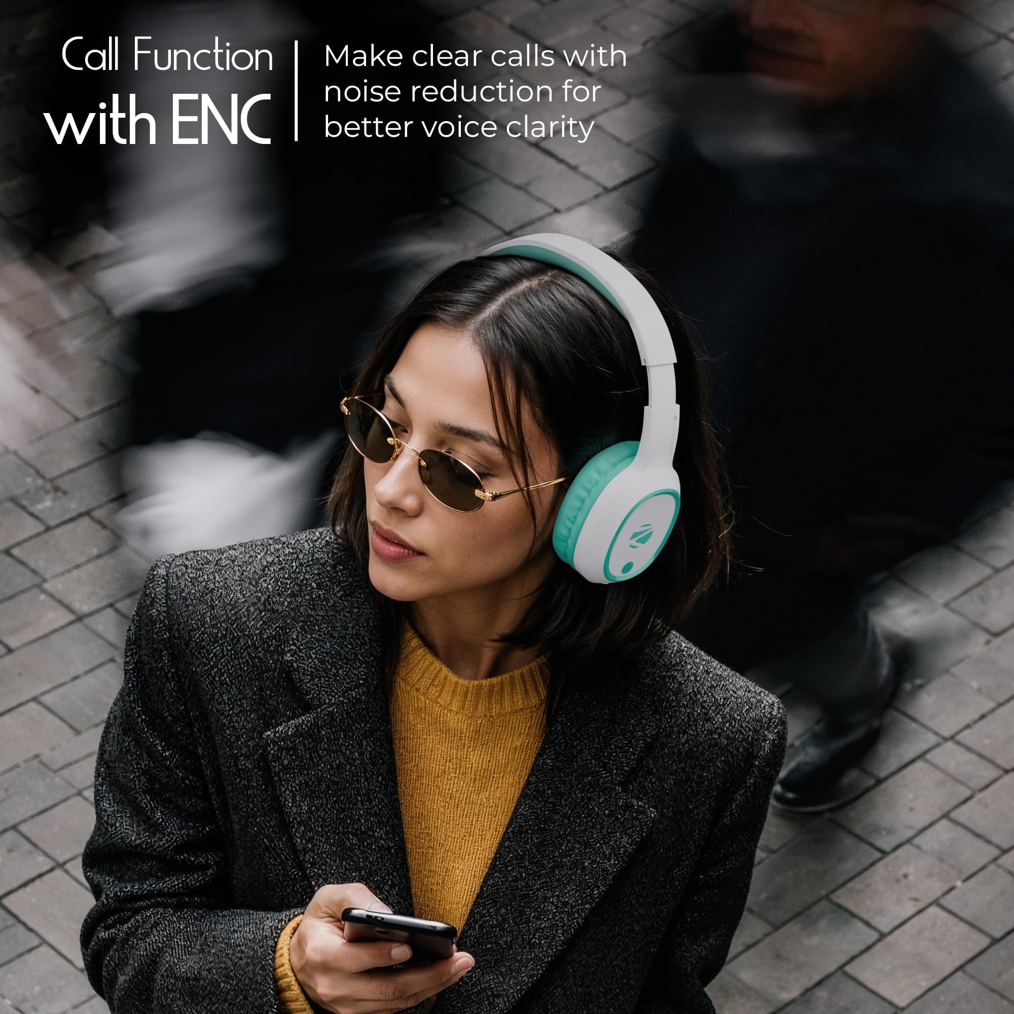 Zebronics Thunder (2026 Upgrade) Wireless Headphones, BT v6.0, True 60 hrs Playback, 40mm Drivers, ENC, Gaming Mode, Dual Pairing, AUX & microSD, Rapid Charging, Call Function (Black)