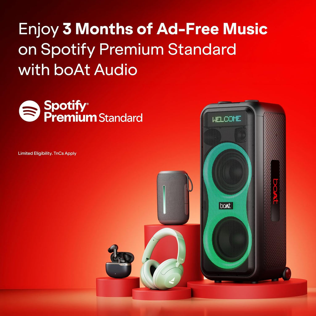 boAt Rockerz 421, 60H Battery, Low Latency(40Ms), 40Mm Drivers, ENx Tech, Stream Ad Free Music via App Support, Bluetooth Headphones, Wireless Over Ear Headphone with Mic (Black Sabre)