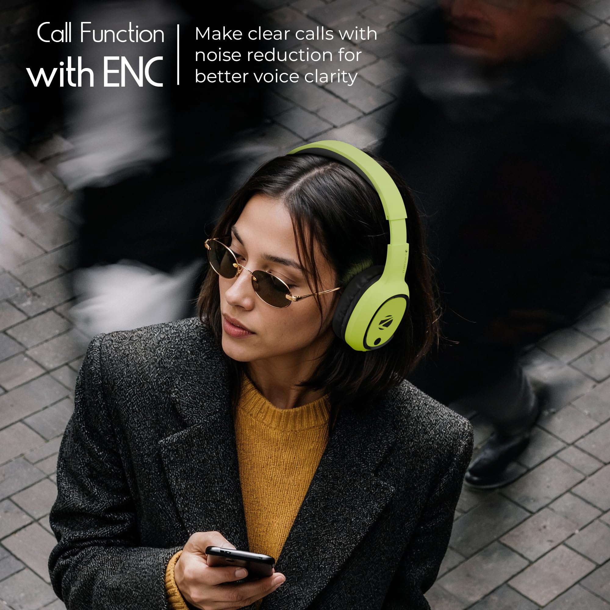 Zebronics Thunder (2026 Upgrade) Wireless Headphones, BT v6.0, True 60 hrs Playback, 40mm Drivers, ENC, Gaming Mode, Dual Pairing, AUX & microSD, Rapid Charging, Call Function (Black)